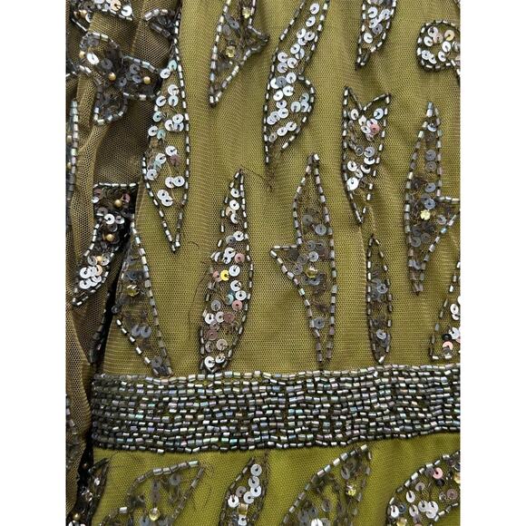 NWT Mac Duggal 5124 Women's Olive Green Beaded Long Sleeve Evening Gown Size 20 - Picture 8 of 16